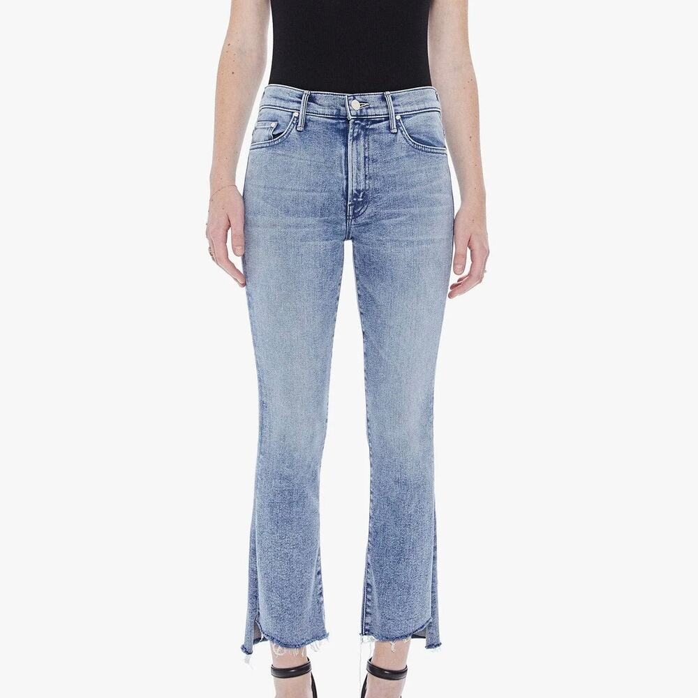 MOTHER Insider Crop Step Fray Jeans Twice Shy Blue Size 27